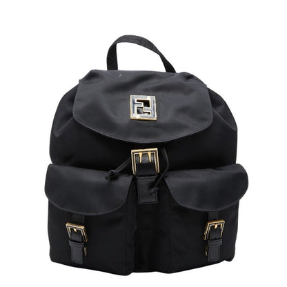 Fendi Backpack Black Nylon Leather