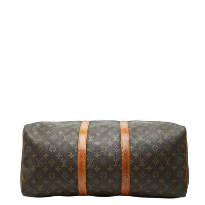 Louis Vuitton Monogram Keepall 50 Boston Bag Travel Purse Brown Leather — view 3