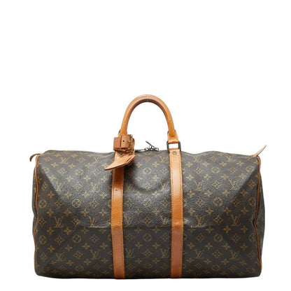 Louis Vuitton Monogram Keepall 50 Boston Bag Travel Purse Brown Leather