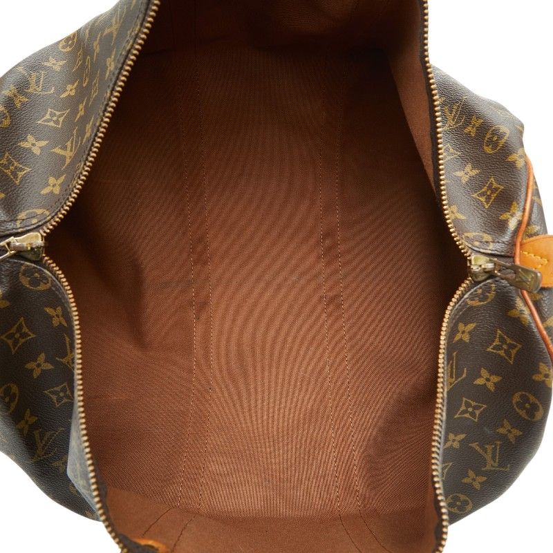 Louis Vuitton Monogram Keepall 50 Boston Bag Travel Purse Brown Leather — view 8