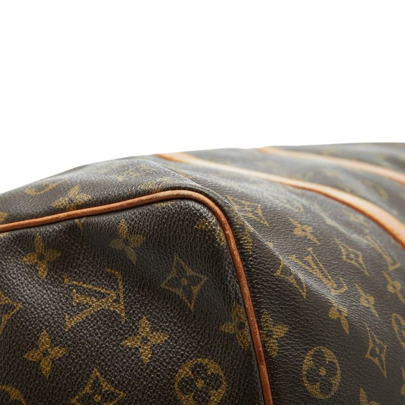 Louis Vuitton Monogram Keepall 50 Boston Bag Travel Purse Brown Leather — view 5