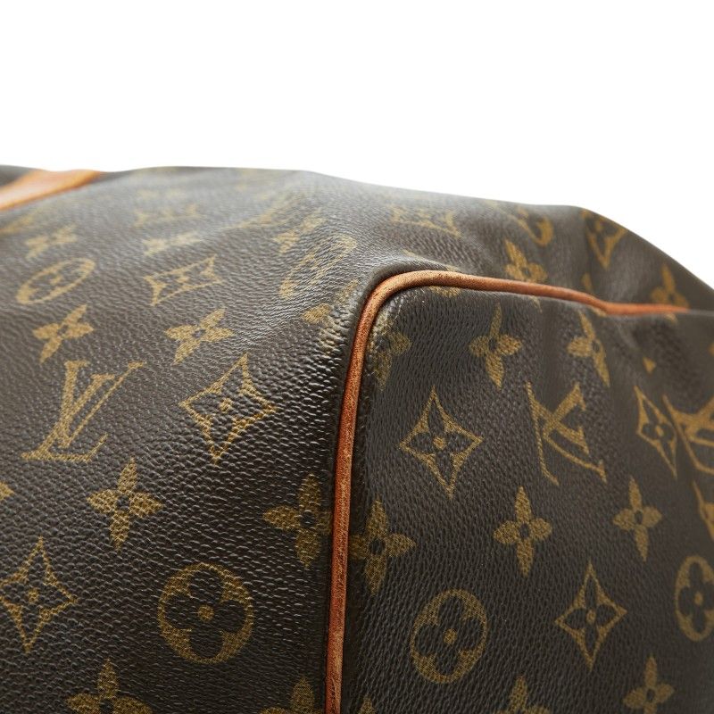 Louis Vuitton Monogram Keepall 50 Boston Bag Travel Purse Brown Leather — view 4