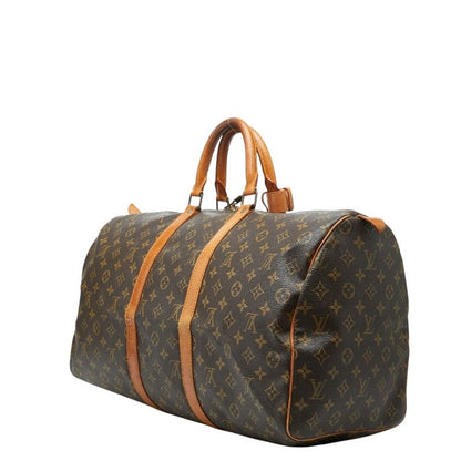 Louis Vuitton Monogram Keepall 50 Boston Bag Travel Purse Brown Leather — view 2
