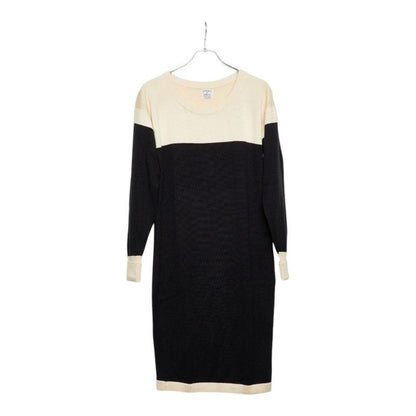 Chanel Bicolor Knit Dress S Black Ivory Cotton