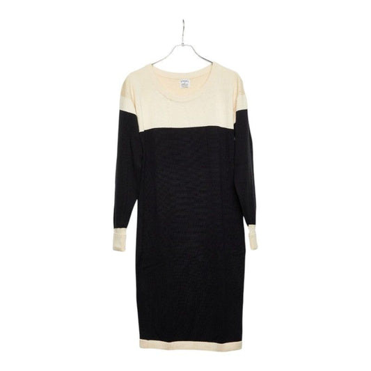 Chanel Bicolor Knit Dress S Black Ivory Cotton