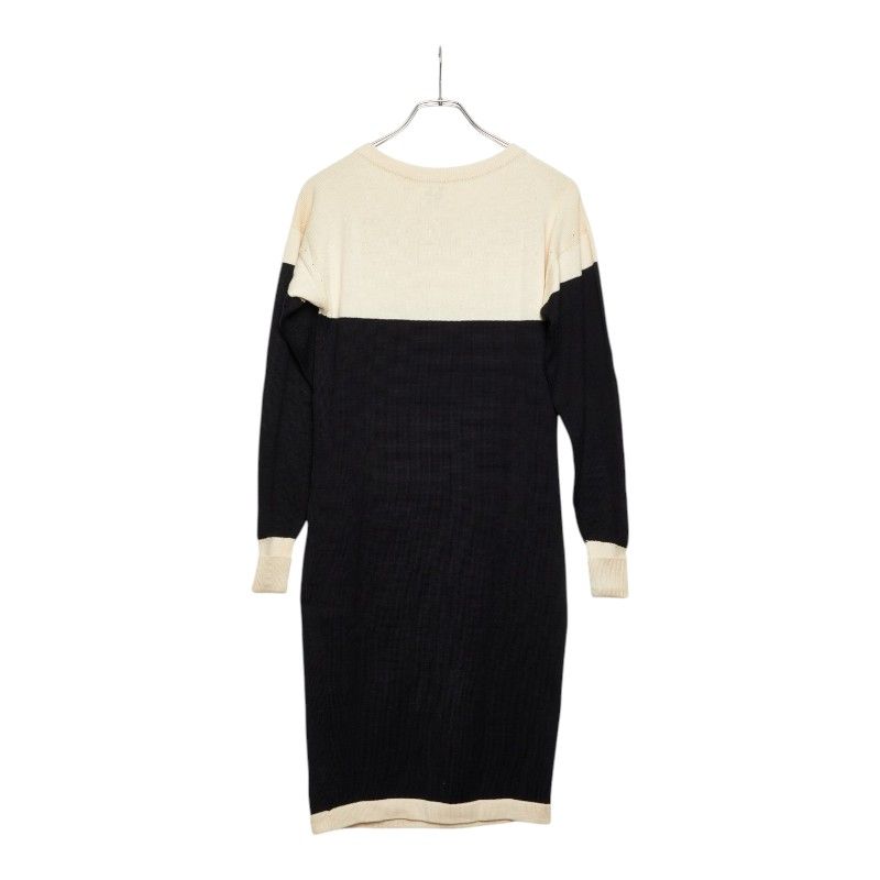 Chanel Bicolor Knit Dress S Black Ivory Cotton — view 2