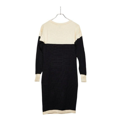 Chanel Bicolor Knit Dress S Black Ivory Cotton — view 2
