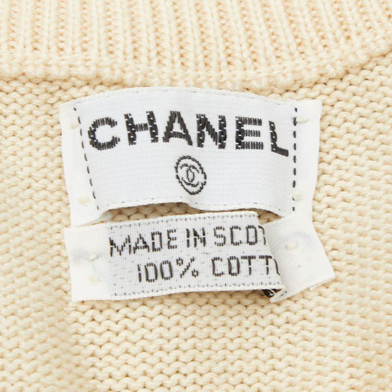 Chanel Bicolor Knit Dress S Black Ivory Cotton — view 6
