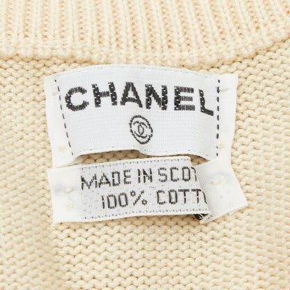 Chanel Bicolor Knit Dress S Black Ivory Cotton — view 6