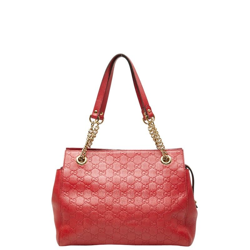 Gucci Guccissima Chain Tote Red Leather