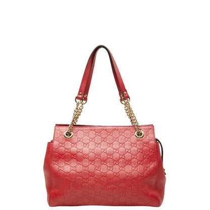 Gucci Guccissima Chain Tote Red Leather