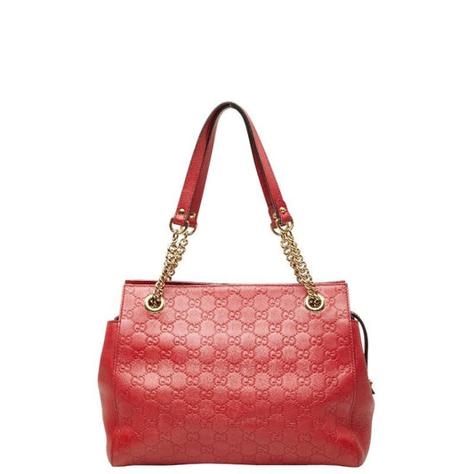 Gucci Guccissima Chain Tote Red Leather