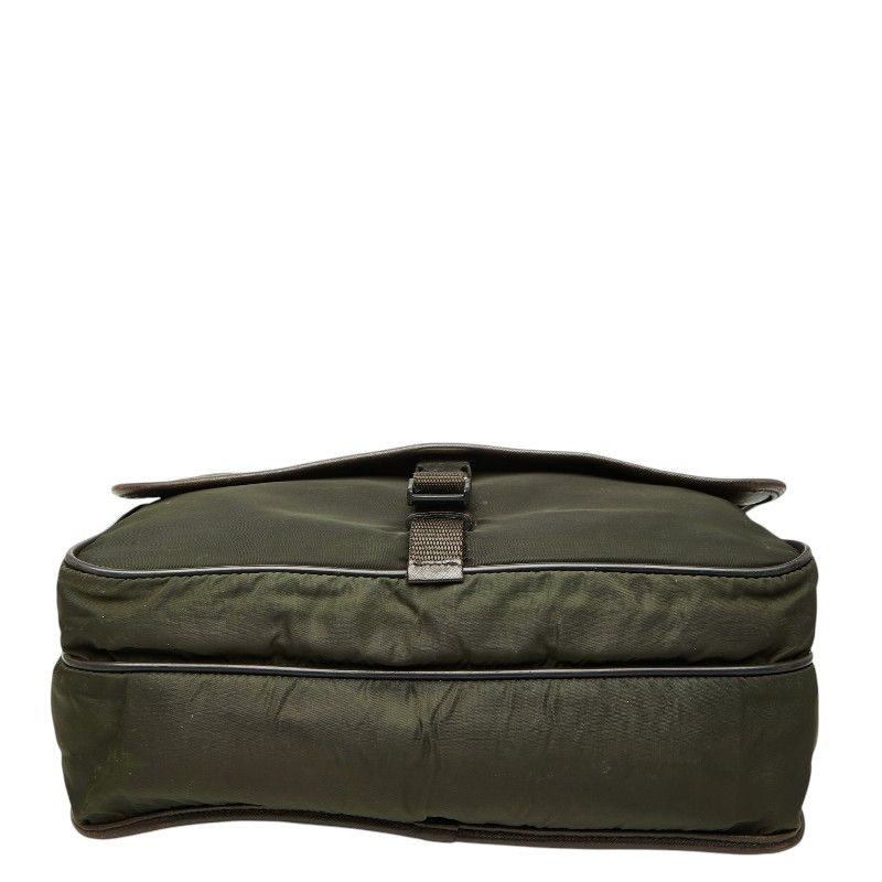 Prada Tessuto Messenger Bag Khaki Green Brown Nylon Leather — view 3