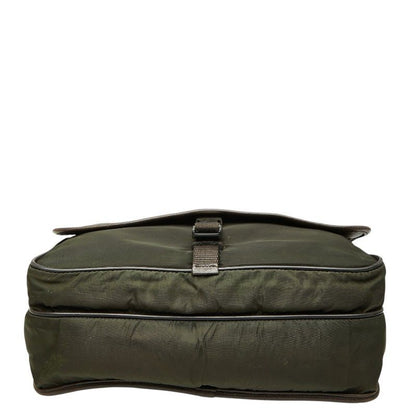 Prada Tessuto Messenger Bag Khaki Green Brown Nylon Leather — view 3
