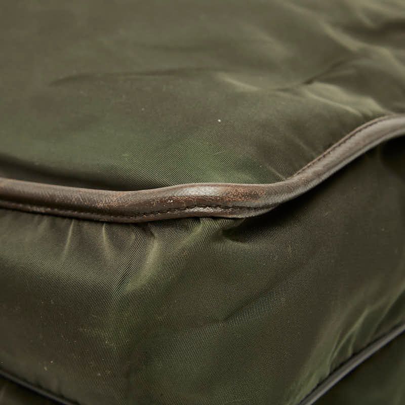Prada Tessuto Messenger Bag Khaki Green Brown Nylon Leather — view 6