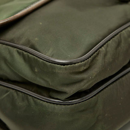 Prada Tessuto Messenger Bag Khaki Green Brown Nylon Leather — view 5