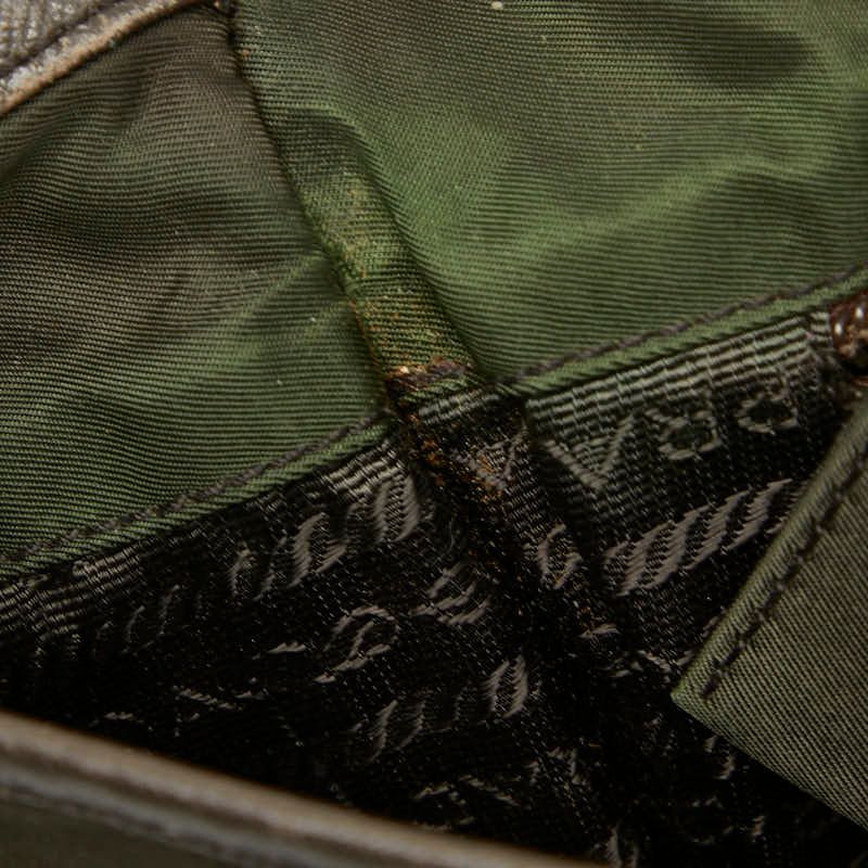 Prada Tessuto Messenger Bag Khaki Green Brown Nylon Leather — view 8