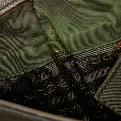 Prada Tessuto Messenger Bag Khaki Green Brown Nylon Leather — view 8