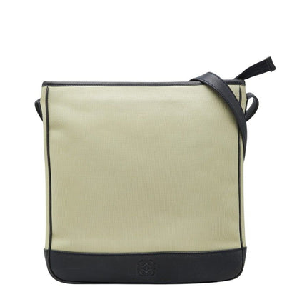 Loewe Anagram Crossbody Shoulder Bag Beige Black Canvas Leather