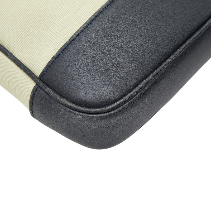 Loewe Anagram Crossbody Shoulder Bag Beige Black Canvas Leather — view 5