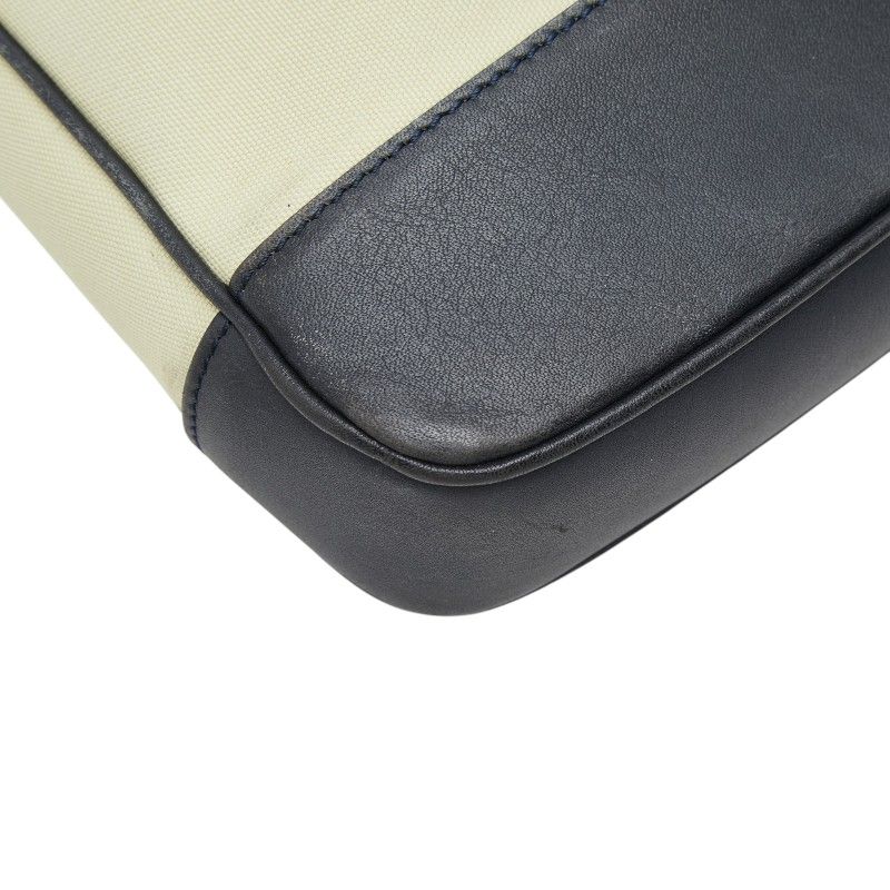 Loewe Anagram Crossbody Shoulder Bag Beige Black Canvas Leather — view 7