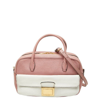 Miu Miu Madras 2-Way Shoulder Bag Pink White Leather