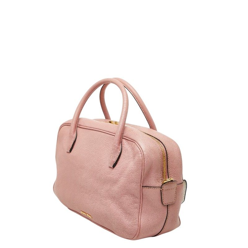 Miu Miu Madras 2-Way Shoulder Bag Pink White Leather — view 2