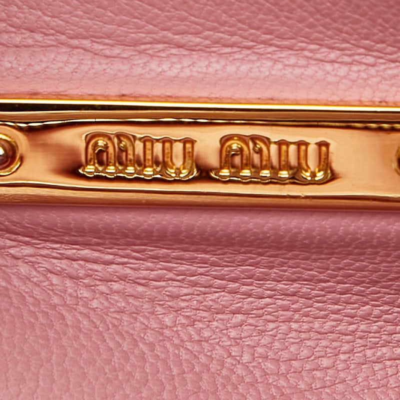 Miu Miu Madras 2-Way Shoulder Bag Pink White Leather — view 9