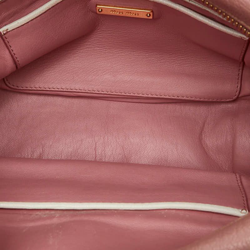 Miu Miu Madras 2-Way Shoulder Bag Pink White Leather — view 8