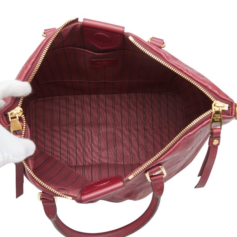 Louis Vuitton Monogram Empreinte Mazarine MM Handbag Raisin Wine Red Leather — view 9