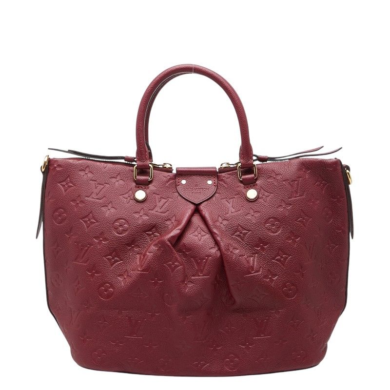 Louis Vuitton Monogram Empreinte Mazarine MM Handbag Raisin Wine Red Leather