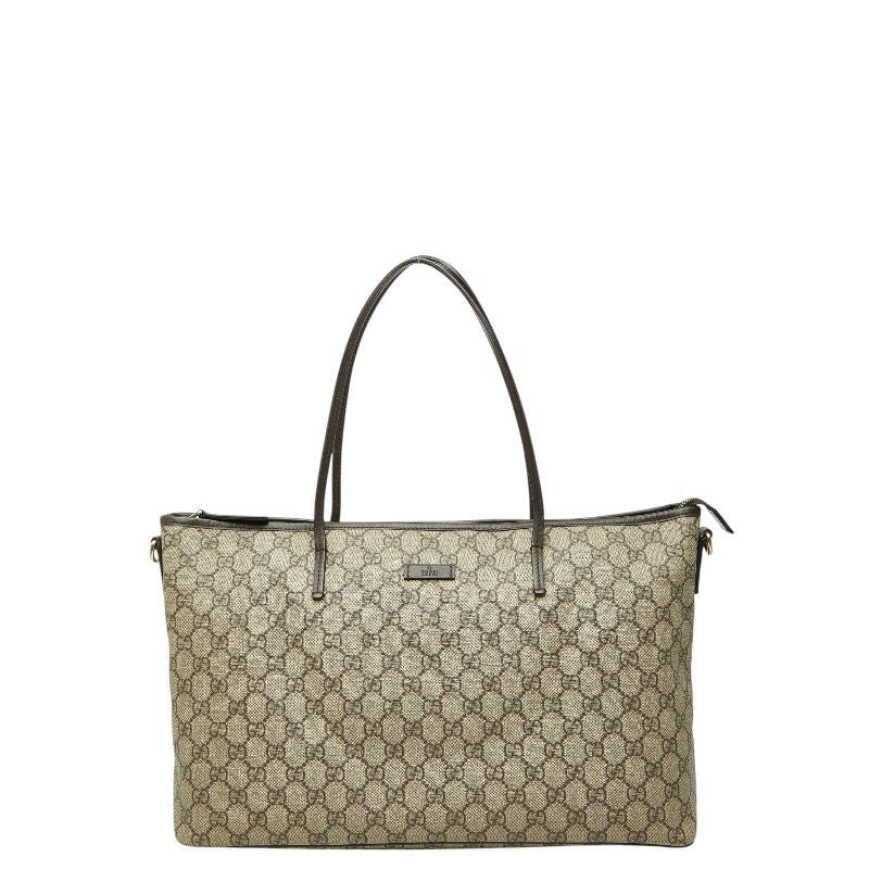 Gucci GG Supreme Tote Beige Brown Leather