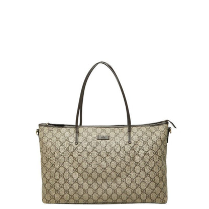 Gucci GG Supreme Tote Beige Brown Leather