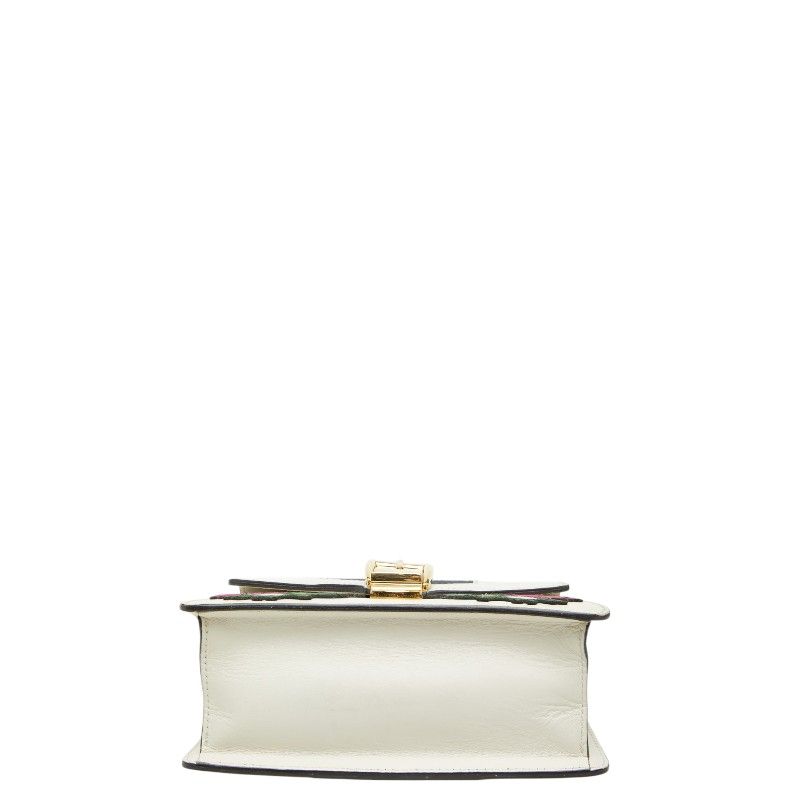 Gucci Sylvie Sherry Line Rose Applique Mini 2-Way Shoulder Bag White Leather — view 3