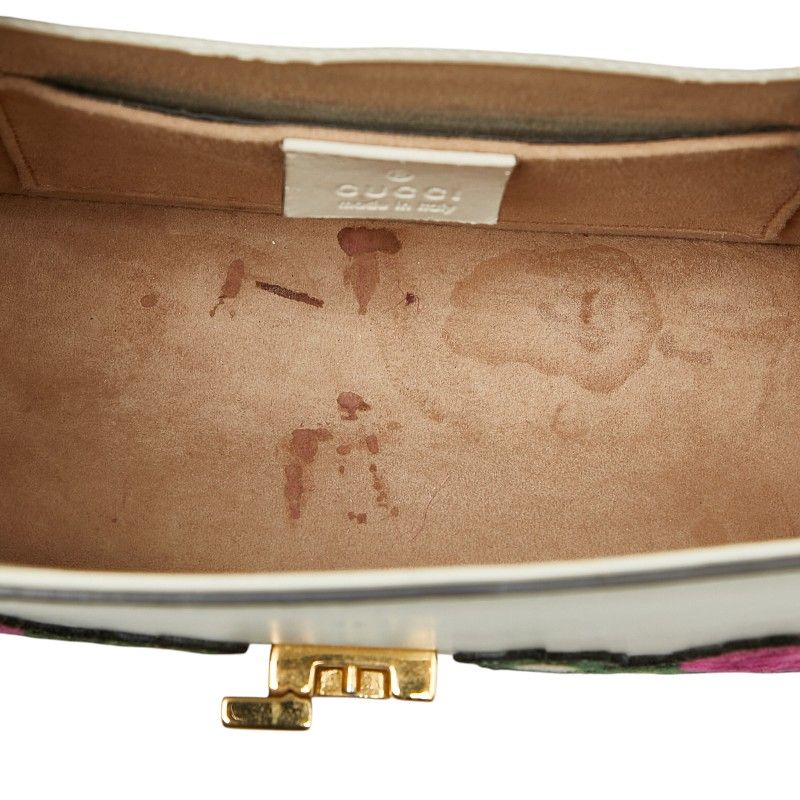 Gucci Sylvie Sherry Line Rose Applique Mini 2-Way Shoulder Bag White Leather — view 8