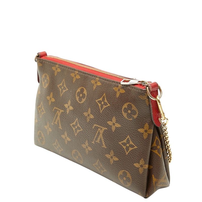 Louis Vuitton Monogram Pallas Clutch Chain 2-Way Shoulder Bag Brown Cerise Red — view 2