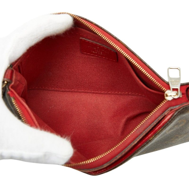 Louis Vuitton Monogram Pallas Clutch Chain 2-Way Shoulder Bag Brown Cerise Red — view 9