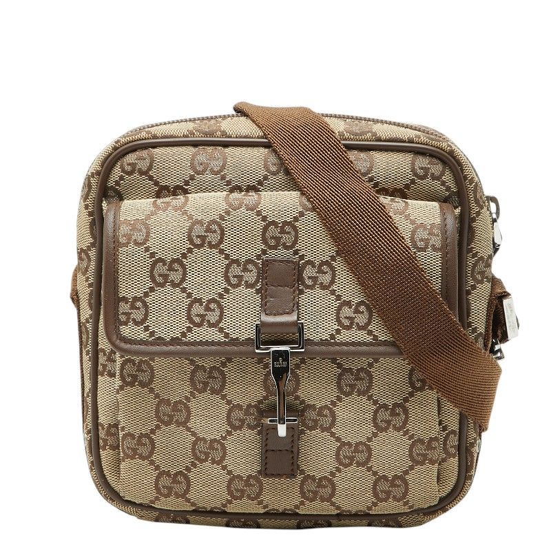 Gucci GG Canvas Crossbody Shoulder Bag Beige Brown