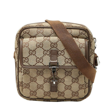 Gucci GG Canvas Crossbody Shoulder Bag Beige Brown