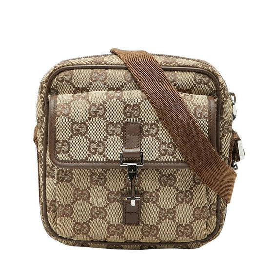 Gucci GG Canvas Crossbody Shoulder Bag Beige Brown
