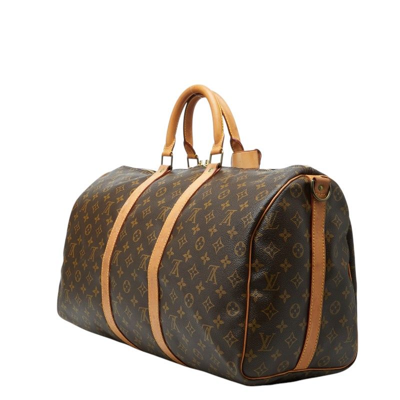 Louis Vuitton Monogram Keepall 50 Boston Bag Brown Leather — view 2