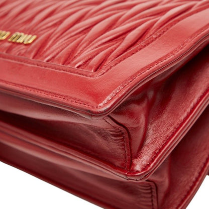 Miu Miu Solitaire Matelasse Crossbody Chain Shoulder Bag Red Leather Glass — view 6