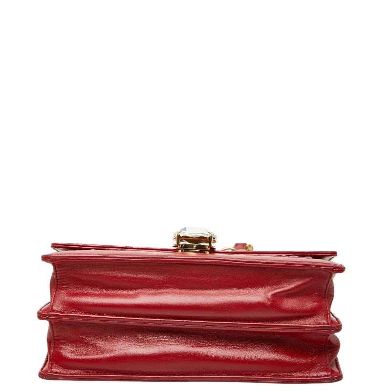 Miu Miu Solitaire Matelasse Crossbody Chain Shoulder Bag Red Leather Glass — view 3