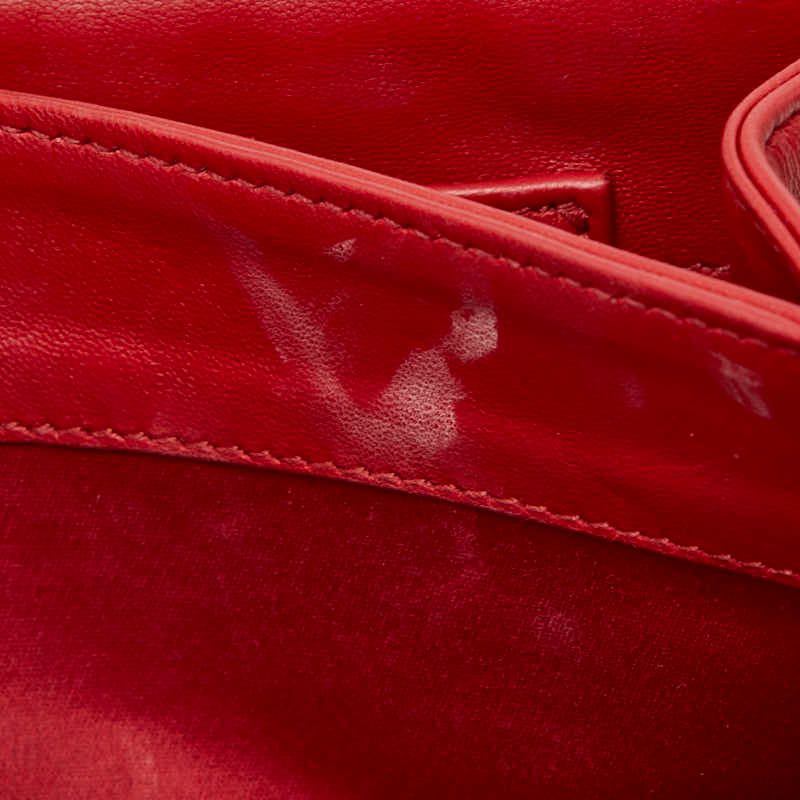 Miu Miu Solitaire Matelasse Crossbody Chain Shoulder Bag Red Leather Glass — view 8