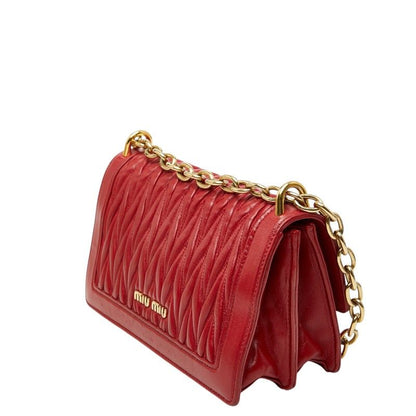 Miu Miu Solitaire Matelasse Crossbody Chain Shoulder Bag Red Leather Glass — view 2