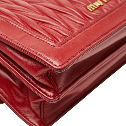 Miu Miu Solitaire Matelasse Crossbody Chain Shoulder Bag Red Leather Glass — view 7
