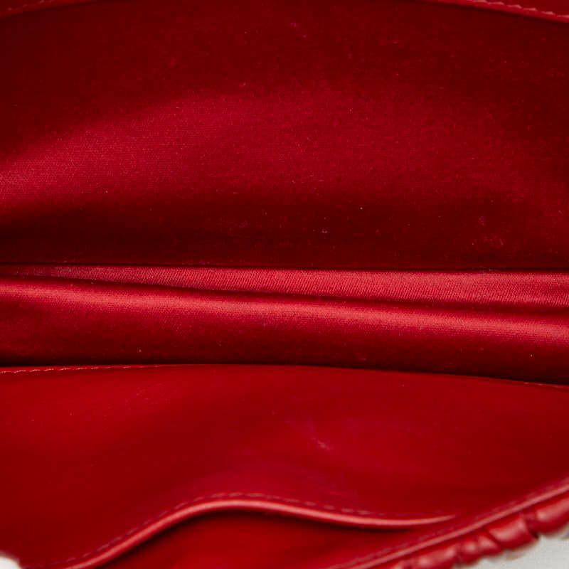 Miu Miu Solitaire Matelasse Crossbody Chain Shoulder Bag Red Leather Glass — view 9