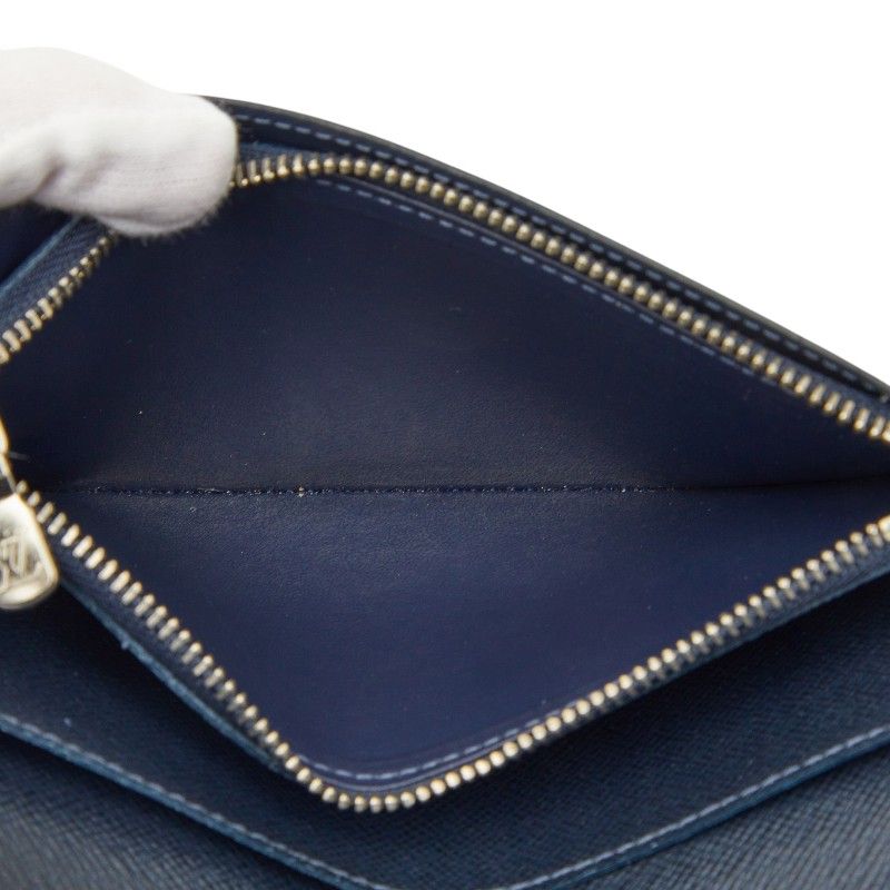 Louis Vuitton Taiga Portefeuille Brazza NM Wallet Blue Marine Leather — view 6