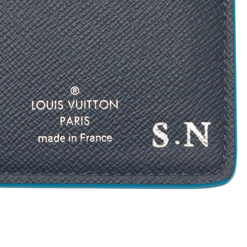 Louis Vuitton Taiga Portefeuille Brazza NM Wallet Blue Marine Leather — view 8