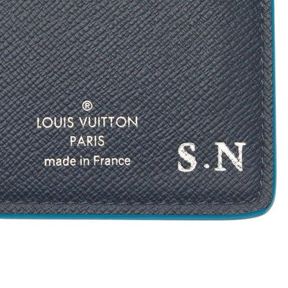 Louis Vuitton Taiga Portefeuille Brazza NM Wallet Blue Marine Leather — view 8
